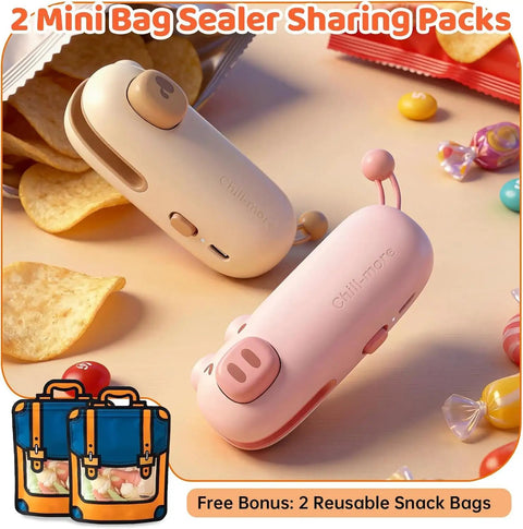 Two In One Mini Rechargeable Bag Sealer With Magnet Compact Heat Sealer For Chips And Snacks Portable Kitchen Sealing Machine