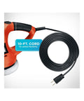 Six Inch Orbital Car Buffer Polisher With Wool And Foam Bonnets, Random Orbit Action, Dual Handle Design, Ten Foot Cord Visible