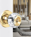Crystal Glass Door Knob Set With Lock And Keys, 2 Pack Keyed Alike Privacy Door Knobs For Bedroom And Bathroom, Gold Finish.