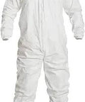 IsoClean Zip Front Coverall With Elastic Cuffs And Ankles White 2X Large 25 Pack Pro Grade PPE Suit displayed on mannequin