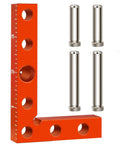 Mini Center Finder Tool 90 Degree Precision Machinist Square with four long pins for woodworking, orange aluminum alloy square.