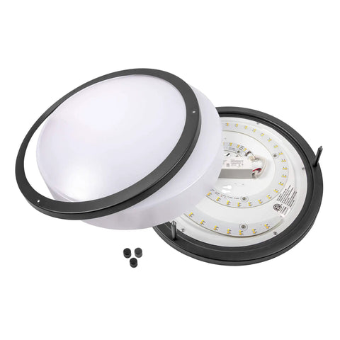 Open view of 12 Inch LED Flush Mount Ceiling Light Dimmable 15W 150W Equivalent 1200lm 5000K Daylight Oil Rubbed Bronze Dual Ring Fixture
