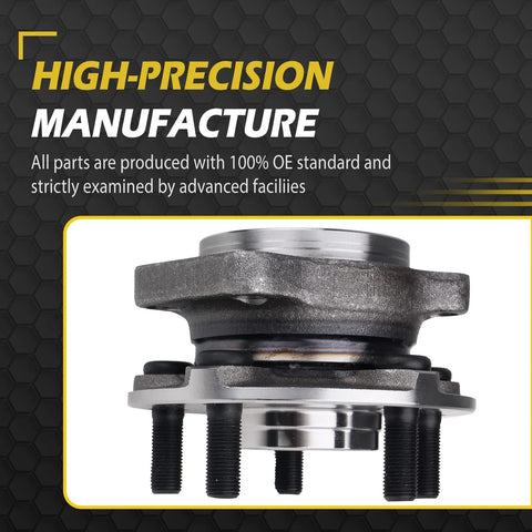 All In One Front And Rear Wheel Bearing And Hub Assembly For Subaru Legacy 2010 2014 Outback 2010 2014 Forester 2009 2013 Impreza 2008 2013 And 2013 WRX Replacement Pair 5 Lug ABS Compatible shown in high-precision manufacture design