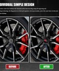 Killer Aluminum Wheel Center Hub Caps Set Of 4 Universal Fit For Any Ride Waterproof Rustproof showing before and after wheel design.