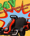 K61 Electric Go Kart For Kids 6-12, Adjustable Seat, 24V Ride On Toy, Red Kart with 300W Motor and Bluetooth Audio