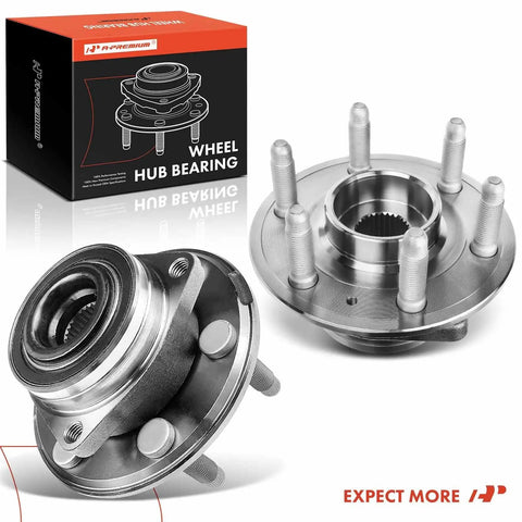 2 X Front Or Rear Wheel Bearing And Hub Assembly 6-Lug Compatible With Cadillac SRX 2010 2016 And Saab 9-4X 2011 High Load Capacity Replacement For A Smooth Ride And Easy Install, showing product and packaging
