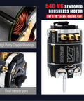 540 V6 Sensored Brushless RC Motor 21.5T For 1 By 10 Scale RC Racing Cars, showing copper windings and sensor port