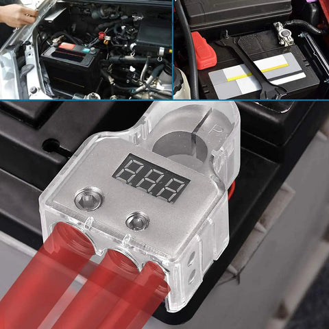 Keep Your Sweet Ride Rolling Smooth Zero Hassle Car Battery Terminal Connector Kit showing digital voltmeter and cables.