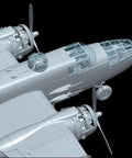 1/48 US Military B-25J Mitchell Glassnose Plastic Model Kit With 249+ Parts flying view showing etched details.