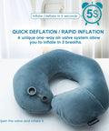 Inflatable Travel Neck Pillow With Washable Pillowcase U Shaped Comfort For Airplane Train And Car Rides Two Breath Inflation Adjustable Firmness Lightweight And Compact For Office Naps And On The Go