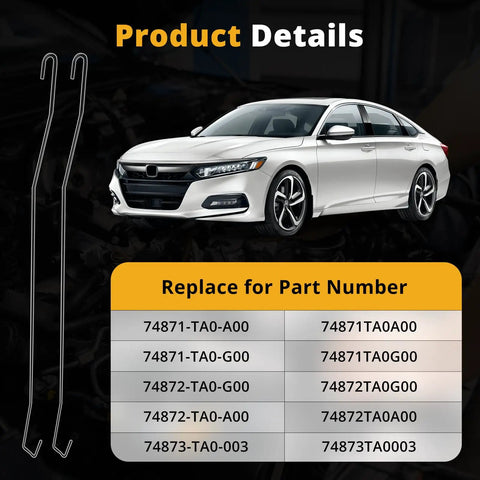 Honda Accord Trunk Rear Lid Torsion Spring Replacement For 2008 To 2012 Models 3.5L And 2.4L with part numbers listed