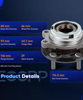Diagram of Front Wheel Hub Bearing Assembly For Nissan Altima 2007 Through 2013 2.5L FWD Left And Right Pair OE 513294 ABS