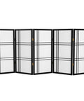 Compact 3 Ft Double Cross Shoji Room Divider In Black 5 Panels Lightweight Privacy Screen With Rice Paper Panels And Spruce Wood Frame