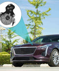 Front view of burgundy GM sedan; inset shows AULINK vacuum pump (2.0L/2.5L) for GM vehicles.
