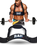 Man using Arm Blaster For Biceps And Triceps, 24 Inch Curl Brace with 5mm thick neoprene padding and aluminum support plate