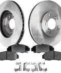 Pair of front brake rotors and pad kit for Acura RL 1999–2004, cast iron, 5-lug