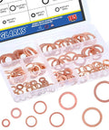 Copper Sealing Washers Set 165 Pieces Metric Flat Ring Copper Washers Assortment Eight Sizes M6 M8 M10 M12 M14 M16 M18 M20