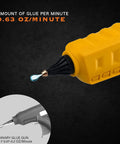 Cordless Hot Glue Gun For Arts And Crafts And DIY, Dewalt 20V Battery Compatible tip detail showing glue flow rate.