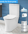 Chrome Free Standing Toilet Paper Holder With Shelf For Phone near toilet, four mega rolls, Easy Reach Organizer Stand