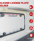 Silicone License Plate Frame With Anti Theft Screw Kit No Obstruction Anti Rattle Rust Proof Street Legal Universal Fit 6x12 Inch Plates for Pickup SUV RV Stainless M6 Screws installed