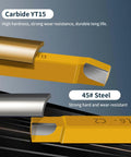 Carbide-tipped lathe cutter set, 20 pcs, 1/2-inch shank, yellow holders