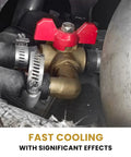 4 Way Automotive Heating Water Valve With 5/8 Inch Solid Brass Build and Manual Control for Vehicle Heater, installed in engine bay.