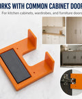 Pro Grade Rock Solid Magnetic Cabinet Hinge Jig With Exact Two Millimeter Gap Spacer Tool For Zero Headache Kitchen Cabinet Door Alignment And Furniture Projects on a marble surface.