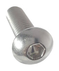 Hardcore 18 8 Stainless Steel Button Head Socket Cap Screws 1/2-20 X 2 Inch close-up showing hex drive and smooth finish.
