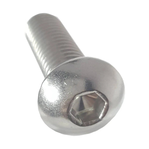Hardcore 18 8 Stainless Steel Button Head Socket Cap Screws 1/2-20 X 2 Inch close-up showing hex drive and smooth finish.