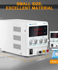 Adjustable DC Bench Power Supply 0 To 30V 0 To 10A With 4 Digit Display shown with dimensions and weight