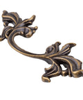 French Provincial Grape Leaf Drawer Pull in antique brass finish, 3 inch centers, die cast zinc hardware for cabinets and dressers.