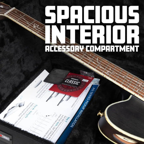 Hard Shell Wood Bass Case With Moisture Resistant Tolex Finish Built Tough Plywood Construction Secure Chrome Locking Latches Ergonomic Carry Handle Fits Electric Bass Guitars Including Precision And Jazz Bass Models And More, interior accessory compartment