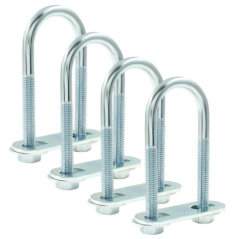 Four Pack M6 U Bolts 1 Inch Wide Round U Bolts With Frame Plates Nuts And Washers Zinc Plated Steel U Clamp For Trailers And Boats 25mm By 70mm For Tough Use