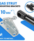 10mm Ball Stud Mounting Bracket Kit For Gas Shocks And Struts, Includes 2 L-Type Mounts, 2 Flat-Type Mounts, 16 Silver Screws