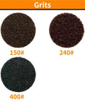 Grab These 50 Pieces Of Awesome 2 Inch Nylon Sanding Discs With 1/4 Inch Holder For Orbital Sanders To Smooth Wood, Metal And Walls Like A Boss. Multiple grit sanding discs displayed.