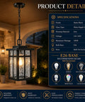 Top Shelf Black Outdoor Pendant Light For Porch With Water Ripple Glass Panels And Sleek Square Metal Frame Weatherproof Exterior Hanging Lantern Real Deal Farmhouse Glow Quick Setup shown installed with warm light.