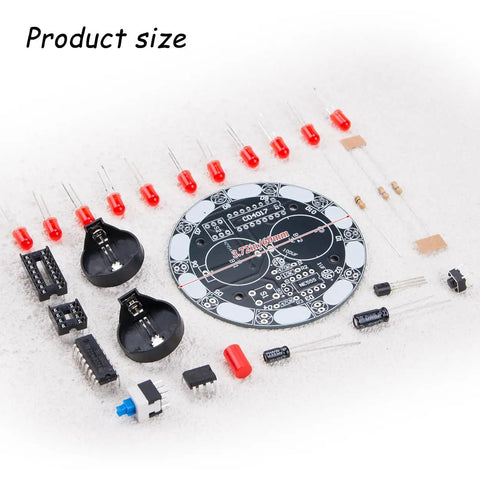 Two Pack NE555 Electronics Kit For Soldering Practice And LED Prize Wheel Project components layout