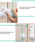 Instructions for using Four Pack Child Safety Cabinet Locks For Baby Proofing Kitchen And Home With Ultra Strong Adhesive Tape.