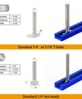 Four Pack 48 Inch T Track For Woodworking With Screws Aluminum Alloy Universal T Tracks showing bolt compatibility