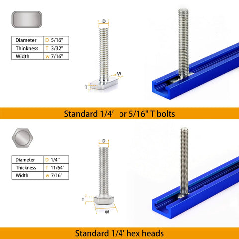 Four Pack 48 Inch T Track For Woodworking With Screws Aluminum Alloy Universal T Tracks showing bolt compatibility