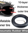 Heavy Duty Rubber Caster Wheels 4 Pack, 10 Inch Swivel Plate Casters With Brakes, showing inner and outer tire details.