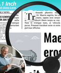 10X Floor Magnifying Glass With Light And Stand, 5.1 Inch Real Glass Lens magnifying text, elderly man reading newspaper