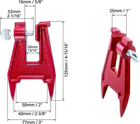 Pocket Stump Vise Chainsaw Sharpening Kit Tools Replaces Oregon 26368A Saw Vise Chainsaw Filing Vise Adjustable, red color, dimensions displayed