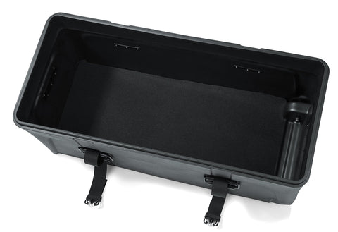 Premium Rotomolded Drum Set Case With Carpet Lined Interior And Removable Tray For Hardware Storage, interior view showing spacious design.