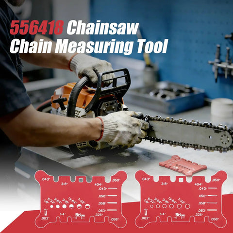 Chainsaw Chain Measuring Tool Kit 2 Pack For Pitch Gauge Bar Groove Width And File Size Compact Red Universal Compatibility