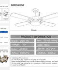 52 inch Ceiling Fan With Lights And Remote No Fuss Install For Bedroom In Industrial Minimalist Style With 5 Blades And Brushed Nickel