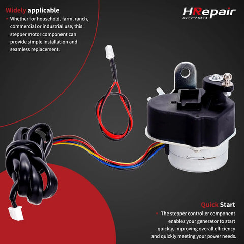 Stepper Motor Replacement For Generac Guardian GTH990 HSB GTH999 0G6453, visible wiring, plug connector, black controller housing