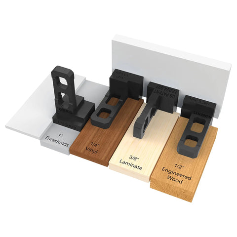 Pro DIY Ready Flooring Installation Kit For Vinyl Laminate And Hardwood Floors With Thirty 4 In 1 Expansion Spacers displayed on various boards