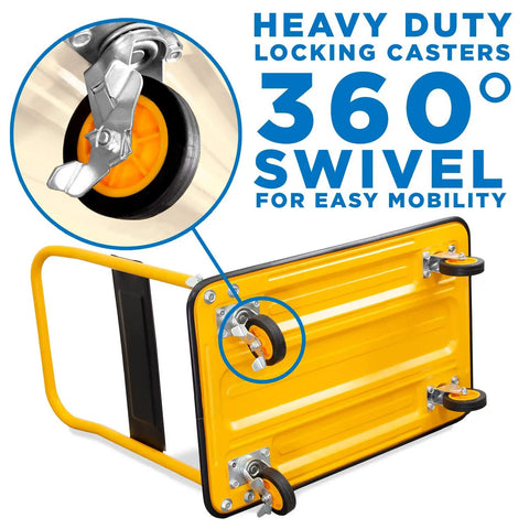 Heavy Duty Folding Hand Truck Dolly Featuring A Rock Solid 660 Pound Weight Capacity And Easy Glide 360 Swivel Casters Foldable Flatbed Cart Perfect For Moving Boxes And Furniture