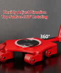 Heavy Duty Machinery Mover Skates Featuring 360 Degree Swivel Design, showcasing a red skate with 360° rotation for easy handling.